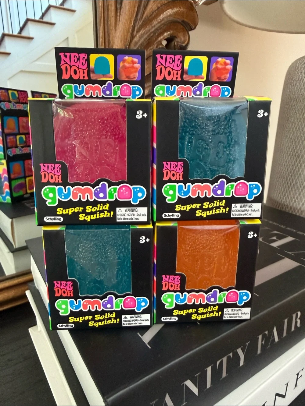 NeeDoh Gumdrop Super Solid Squish! Pack - Pink, Teal, Orange, Blue